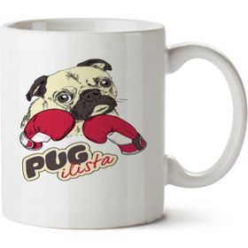 Art Hediye Pugilista Boks Köpek İki Tarafı Baskılı Kupa Bardak