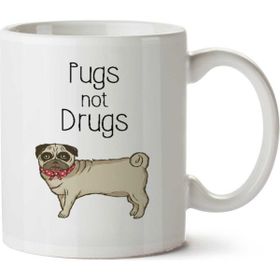 Art Hediye Pugs Not Drugs İki Tarafı Baskılı Kupa Bardak