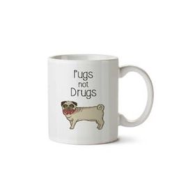 Art Hediye Pugs Not Drugs İki Tarafı Baskılı Kupa Bardak