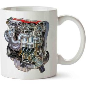 Art Hediye Red Top Opel Engine İki Tarafı Baskılı Kupa Bardak