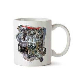 Art Hediye Red Top Opel Engine İki Tarafı Baskılı Kupa Bardak