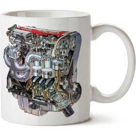 Art Hediye Red Top Opel Engine İki Tarafı Baskılı Kupa Bardak