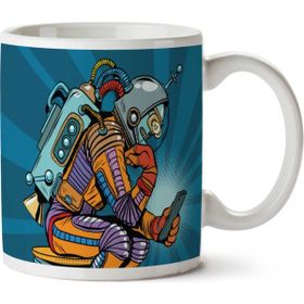 Art Hediye Retro Robot Astronot İki Tarafı Baskılı Kupa Bardak