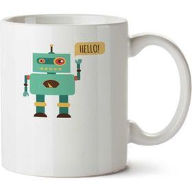 Art Hediye Robot Merhaba İki Tarafı Baskılı Kupa Bardak