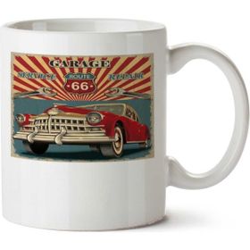 Art Hediye Route 66 Garage İki Tarafı Baskılı Kupa Bardak