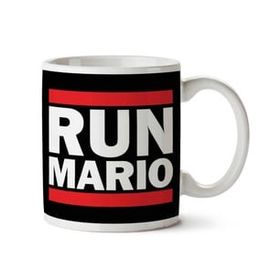 Art Hediye Run Mario Run Dmc Logo İki Tarafı Baskılı Kupa Bardak