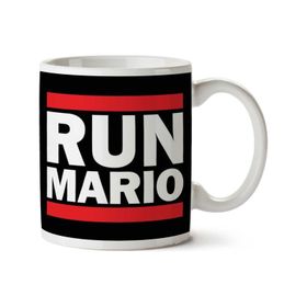 Art Hediye Run Mario Run Dmc Logo İki Tarafı Baskılı Kupa Bardak