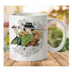 Art Hediye Samurai Japon İki Tarafı Baskılı Kupa Bardak