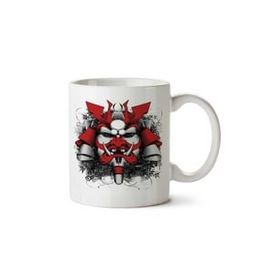 Art Hediye Samurai Kafa Renkli İki Tarafı Baskılı Kupa Bardak