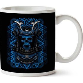 Art Hediye Samurai Negative Skull Abstract İki Tarafı Baskılı Kupa Bardak