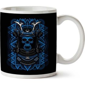 Art Hediye Samurai Negative Skull Abstract İki Tarafı Baskılı Kupa Bardak