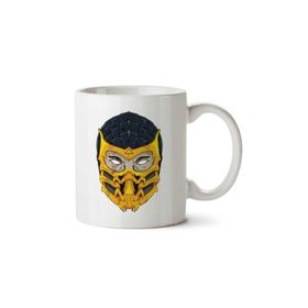 Art Hediye Scorpion Yüz Mortal Kombat iki Tarafı Baskılı Kupa Bardak
