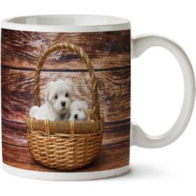 Art Hediye Sepette Yavru Köpekler İki Tarafı Baskılı Kupa Bardak