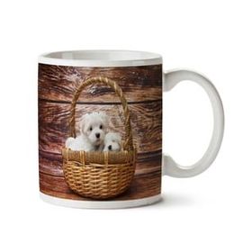 Art Hediye Sepette Yavru Köpekler İki Tarafı Baskılı Kupa Bardak