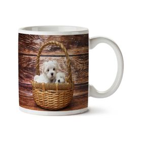 Art Hediye Sepette Yavru Köpekler İki Tarafı Baskılı Kupa Bardak