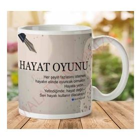 Art Hediye Şerif Maden Hayat Oyunu İki Tarafı Baskılı Kupa Bardak