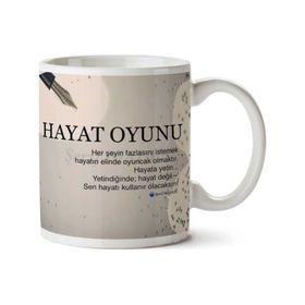 Art Hediye Şerif Maden Hayat Oyunu İki Tarafı Baskılı Kupa Bardak