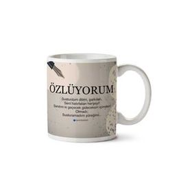 Art Hediye Şerif Maden Özlüyorum İki Tarafı Baskılı Kupa Bardak