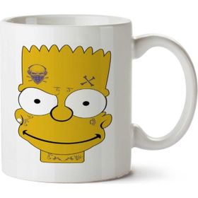Art Hediye Simpson Bart Portre İki Tarafı Baskılı Kupa Bardak