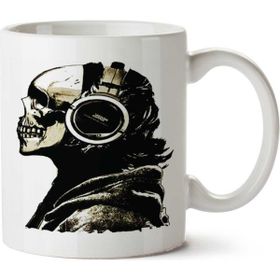 Art Hediye Skull Kuru Kafa Kulaklık Kurukafa İki Tarafı Baskılı Kupa Bardak