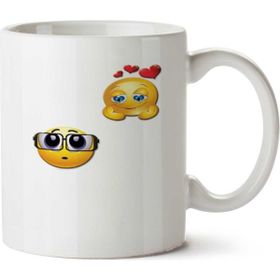 Art Hediye Smiles 8 Çalışkana Aşık Emoji İki Tarafı Baskılı Kupa Bardak