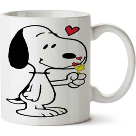 Art Hediye Snoopy Dog Kalp İki Tarafı Baskılı Kupa Bardak
