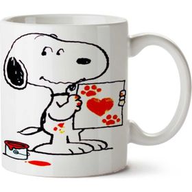 Art Hediye Snoopy Dog Pati Kalp Köpek İki Tarafı Baskılı Kupa Bardak