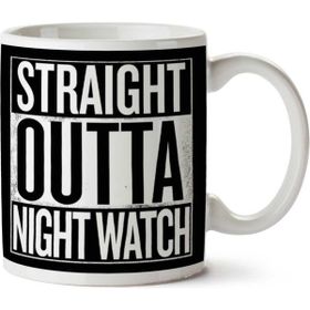 Art Hediye Straight Outta Night Watch Game Of Thrones White Iki Tarafı Baskılı Kupa Bardak