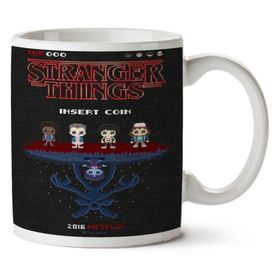 Art Hediye Stranger Things Yazı Karakterler İki Tarafı Baskılı Kupa Bardak
