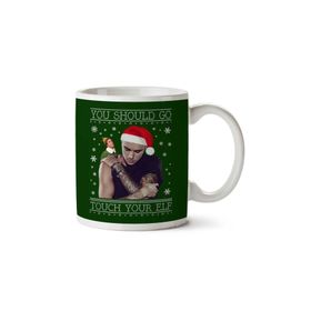 Art Hediye Touch Your Elf Justin Bieber Christmas Knit Baskılı Kupa Bardak