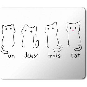 Art Hediye Un Deux Trois Cat Kedi Baskılı 23x19 cm Mouse Pad