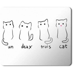 Art Hediye Un Deux Trois Cat Kedi Baskılı 23x19 cm Mouse Pad