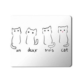 Art Hediye Un Deux Trois Cat Kedi Baskılı 23x19 cm Mouse Pad
