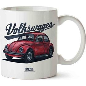 Art Hediye Volkswagen Old Beetle iki Tarafı Baskılı Kupa Bardak