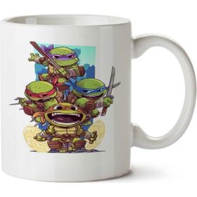 Art Hediye Yavru Ninja Kaplumbağalar İki Tarafı Baskılı Kupa Bardak