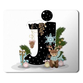 Art Hediye Yeni Yıl Merry Christmas Yılbaşı'na Özel J Harfi 23x19 cm Mouse Pad