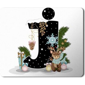 Art Hediye Yeni Yıl Merry Christmas Yılbaşı'na Özel J Harfi 23x19 cm Mouse Pad