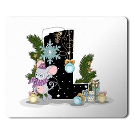 Art Hediye Yeni Yıl Merry Christmas Yılbaşı'na Özel L Harfi 23x19 cm Mouse Pad