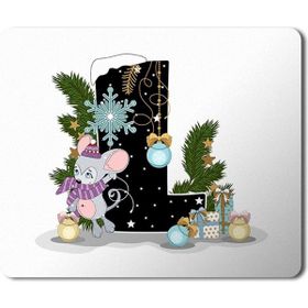 Art Hediye Yeni Yıl Merry Christmas Yılbaşı'na Özel L Harfi 23x19 cm Mouse Pad