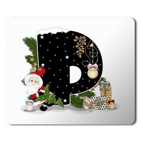 Art Hediye Yeni Yıl Merry Christmas Yılbaşı'na Özel P Harfi 23x19 cm Mouse Pad