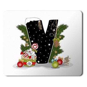 Art Hediye Yeni Yıl Merry Christmas Yılbaşı'na Özel V Harfi 23x19 cm Mouse Pad
