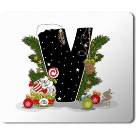 Art Hediye Yeni Yıl Merry Christmas Yılbaşı'na Özel V Harfi 23x19 cm Mouse Pad