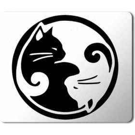 Art Hediye Ying Yang Kedi Baskılı 23x19 cm Mouse Pad