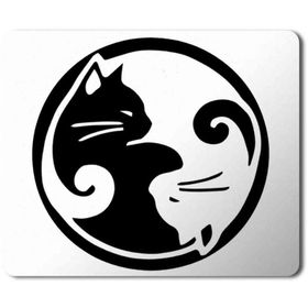 Art Hediye Ying Yang Kedi Baskılı 23x19 cm Mouse Pad