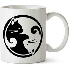 Art Hediye Ying Yang Kedi İki Tarafı Baskılı Kupa Bardak