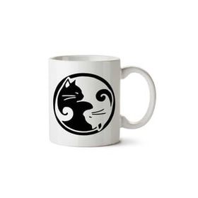Art Hediye Ying Yang Kedi İki Tarafı Baskılı Kupa Bardak