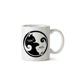 Art Hediye Ying Yang Kedi İki Tarafı Baskılı Kupa Bardak