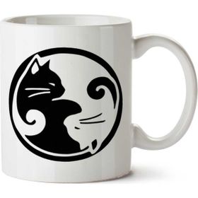 Art Hediye Ying Yang Kedi İki Tarafı Baskılı Kupa Bardak