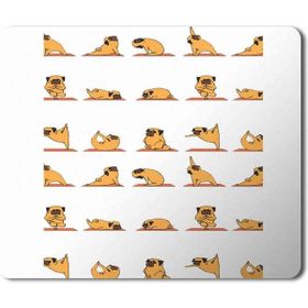 Art Hediye Yoga Yapan Pug Köpek Baskılı 23x19 cm Mouse Pad
