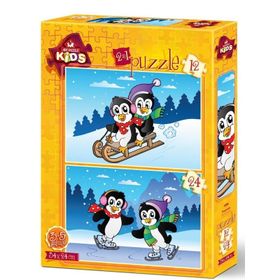 Art Kids 12+24 Parça Penguenler 2'li Çocuk Puzzle